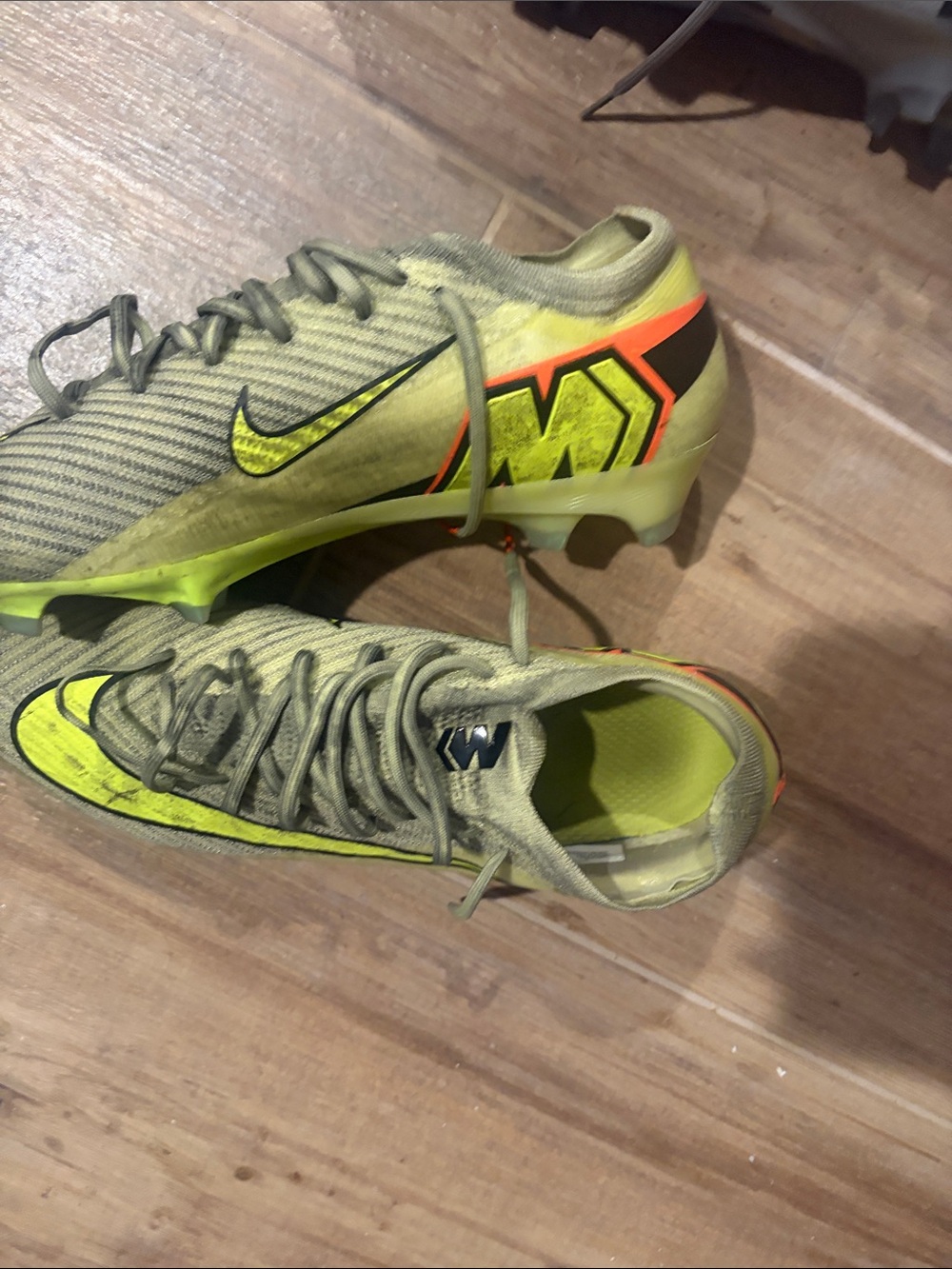 Nike Men's Athletic Soccer Cleats in Volt and Neon Orange Accent